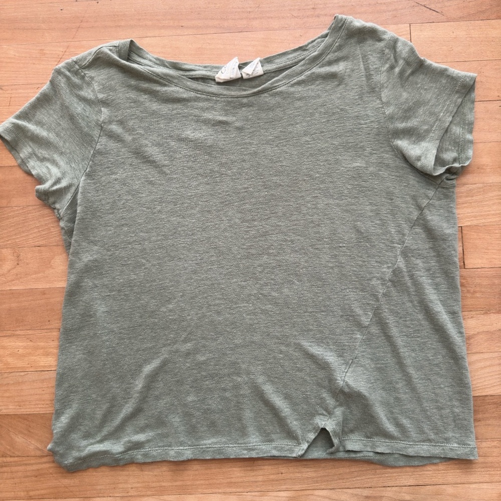 C&C California 100% Linen Sage Green T-Shirt M